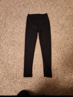 Kids Black Faux Lined Stretch Leggings (Warm) Size 10/12